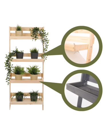 Wielopoziomowe kwietniki - Drewniany kwietnik opierany o ścianę stojak regał na rośliny 115x37cm EKO - product 9
