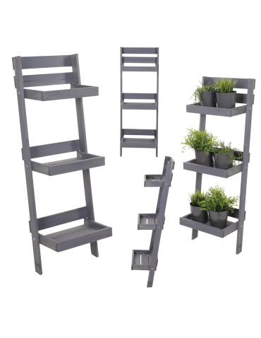 Drewniana drabinka opierana o ścianę stojak regał na rośliny 115x37cm EKO