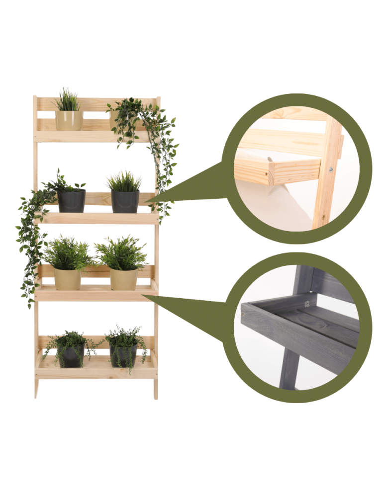 Wielopoziomowe kwietniki - Drewniany kwietnik opierany o ścianę stojak regał na rośliny 115x57cm EKO - product b2b.wamar.biz 9