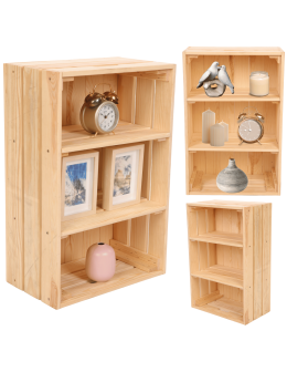 Drewniana skrzynka z 2 półkami regał szafka wisząca ścienna regał EKO DUŻA