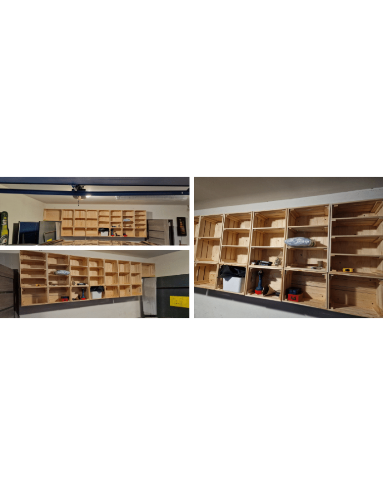 Meble skrzynkowe (półki ze skrzynek) - Drewniana skrzynka z 2 półkami regał szafka wisząca ścienna regał EKO DUŻA - product b2b.wamar.biz 8