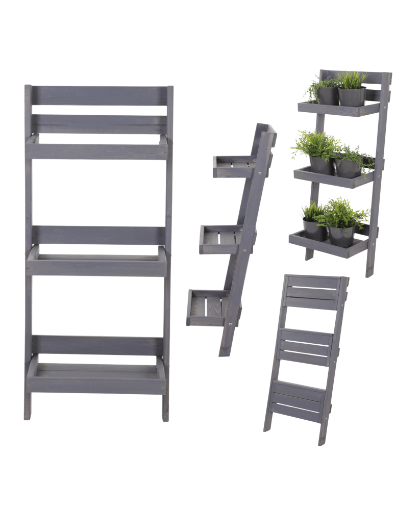 Wielopoziomowe kwietniki - Drewniany kwietnik opierany o ścianę stojak regał na rośliny 115x57cm EKO - product b2b.wamar.biz 1