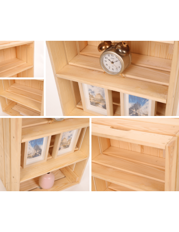 Meble skrzynkowe (półki ze skrzynek) - Drewniana skrzynka z 3 półkami regał szafka wisząca na ścianę EKO DUŻA - product 5