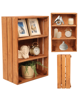 Drewniana skrzynka z 2 półkami regał szafka wisząca ścienna regał EKO DUŻA