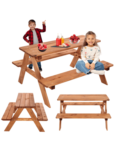 Stół piknikowy z ławkami stół ogrodowy drewniany stolik dla dzieci 1-5 lat