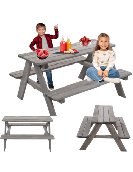 Stół piknikowy z ławkami stół ogrodowy drewniany stolik dla dzieci 1-5 lat
