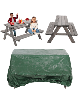Stół piknikowy z ławkami stół ogrodowy drewniany stolik dla dzieci 1-5 lat