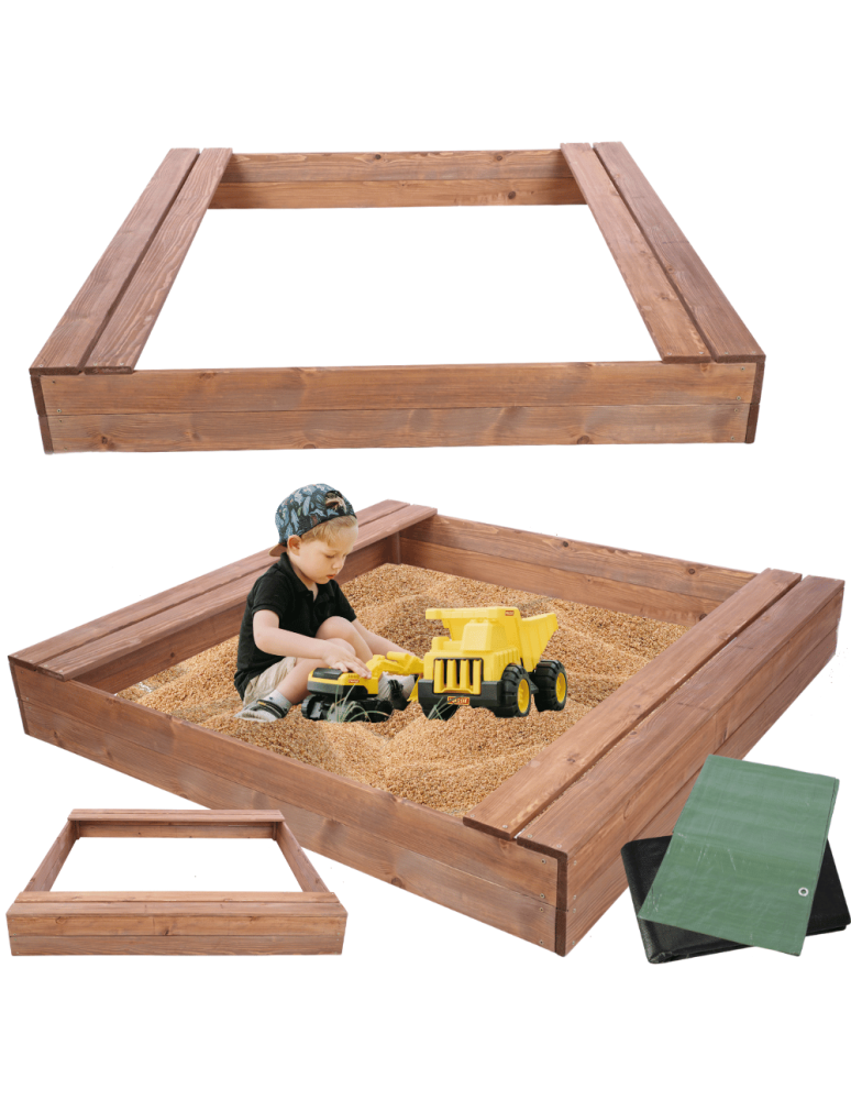 Piaskownice - Piaskownica impregnowana 140x140 z ławeczkami AGRO PLANDEKA eko drewno - product b2b.wamar.biz 1