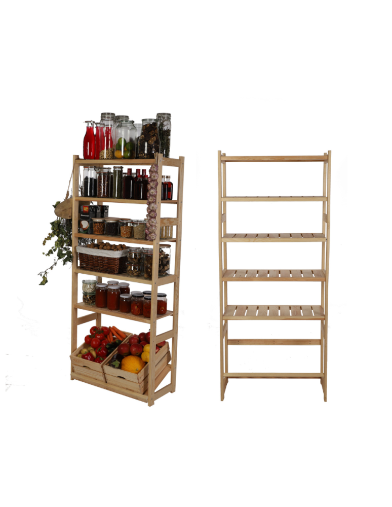 Regały - Regał drewniany do spiżarni LSR P500S1 Naturalny - product b2b.wamar.biz 1
