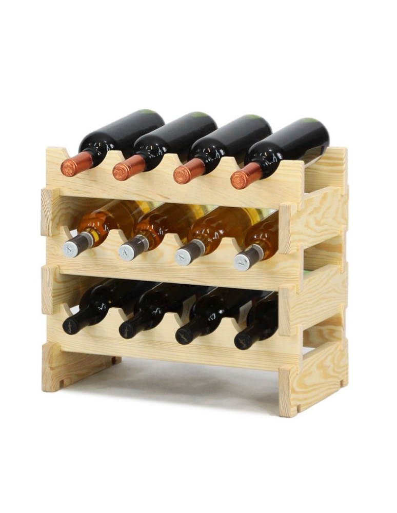 Regały - Regał na wino drewniany modułowy RW10 04x03 Naturalny - product b2b.wamar.biz 1