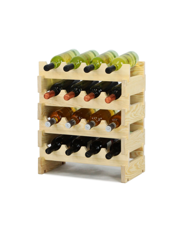 Regały - Regał na wino drewniany modułowy RW10 04x04 Naturalny - product b2b.wamar.biz 1