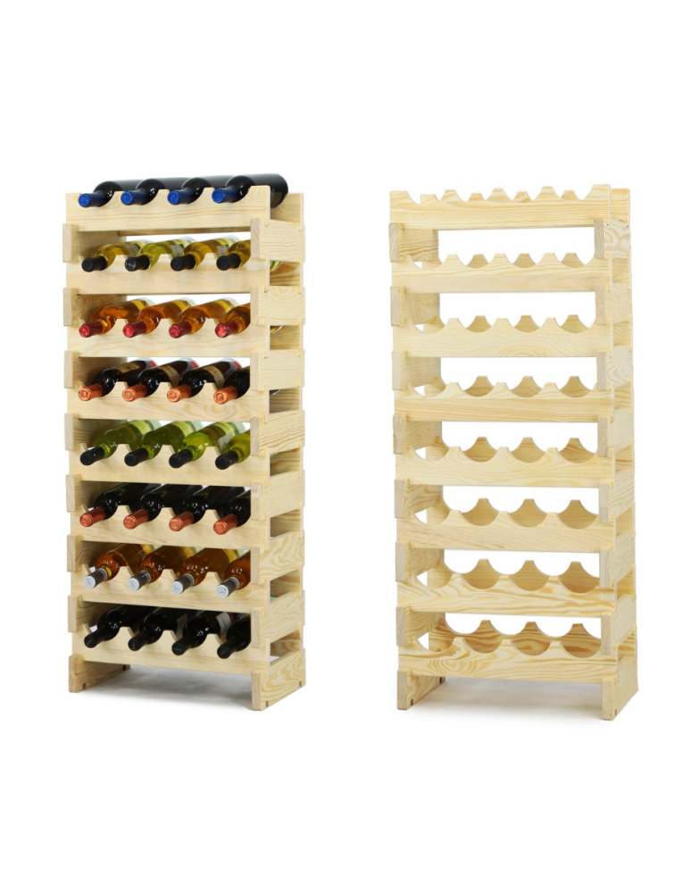 Regały - Regał na wino drewniany modułowy RW10 04x08 Naturalny - product b2b.wamar.biz 1