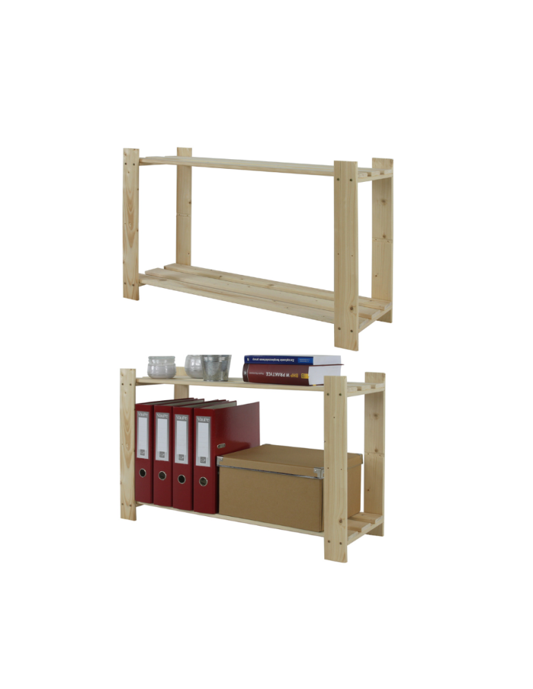 Regały - Regał na książki drewniany B06R 50x80x28 2 półki Naturalny - product b2b.wamar.biz 1