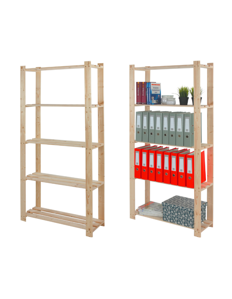 Regały - Regał na książki drewniany B18R 170x80x28 5 półek Naturalny - produkt b2b.wamar.biz 1
