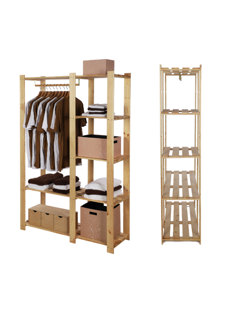 Regały - Regał garderoba na ubrania B25R 170x110x38 5 półek Naturalny - produkt b2b.wamar.biz 1
