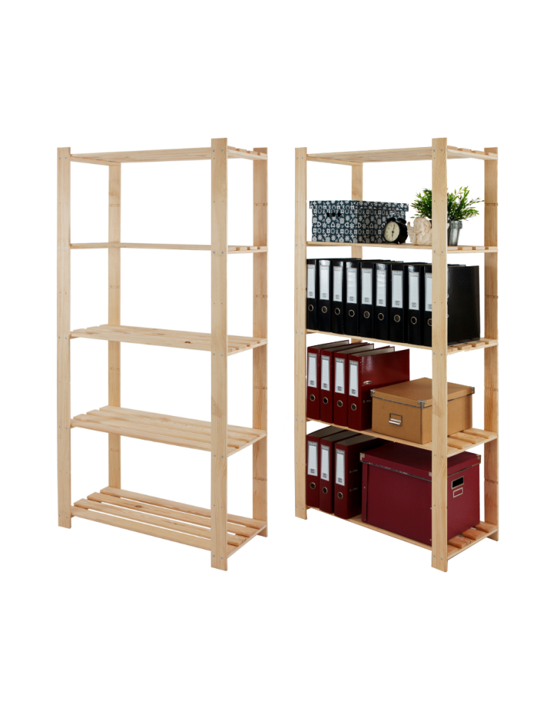 Regały - Regał na książki drewniany B24R 170x80x38 5 półek Naturalny - product b2b.wamar.biz 1