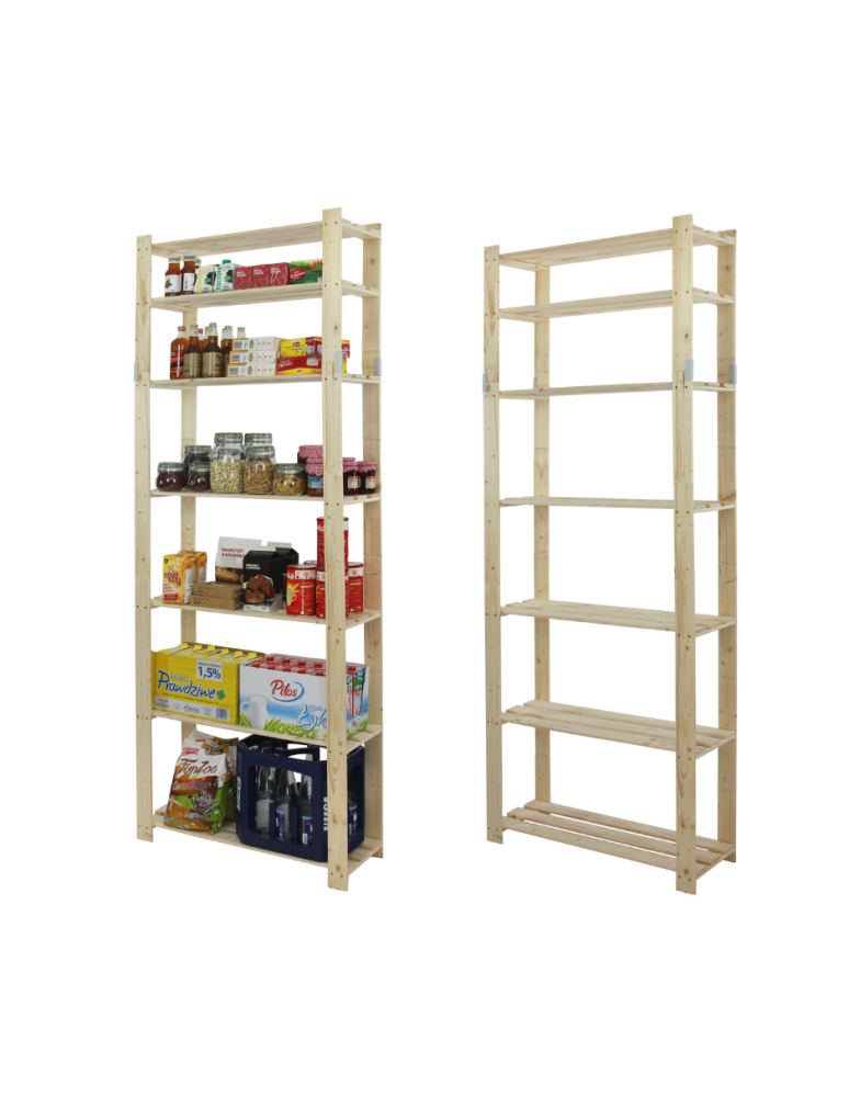 Regały - Regał na książki drewniany B28R 220x80x28 7 półek Naturalny - product b2b.wamar.biz 1
