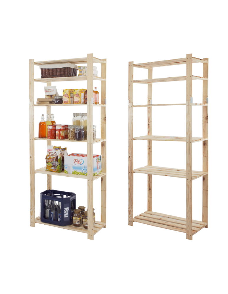 Regały - Regał na książki drewniany B29R 200x80x38 6 półek Naturalny - product b2b.wamar.biz 1
