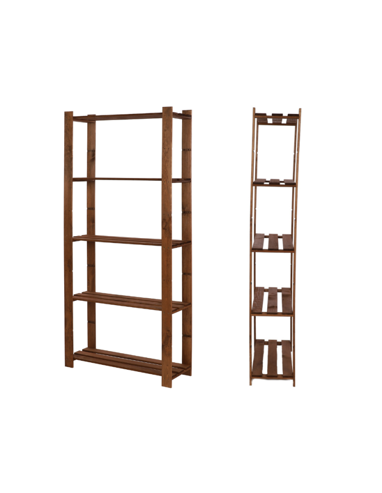 Regały - Regał na książki drewniany B18R 170x80x28 5 półek Brązowy - produkt b2b.wamar.biz 1