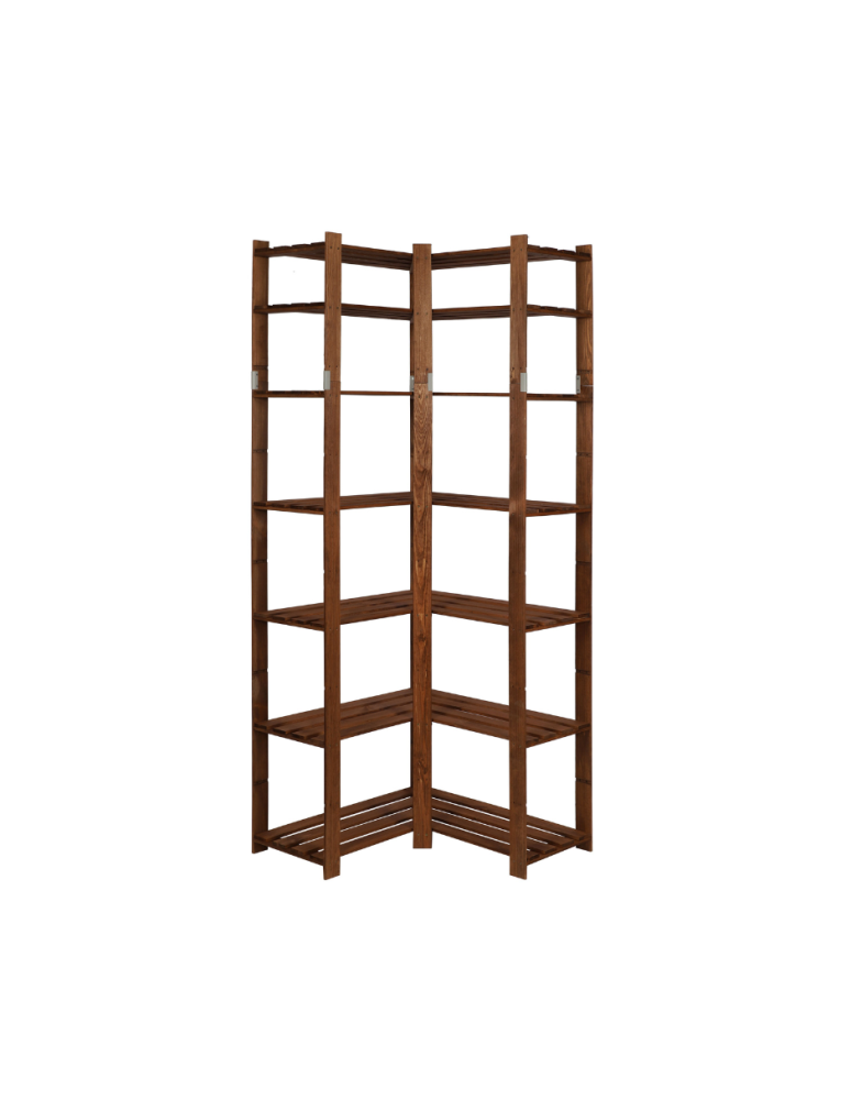 Regały - Regał na książki narożny B33R 220x85x38 7 półek Brązowy - product b2b.wamar.biz 1