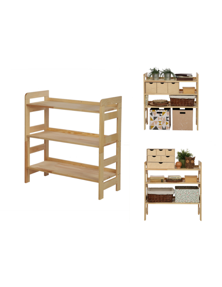 Regały - Regał Modułowy Prosty 82,4x80x34,4 cm 3 Półki BERDO Surowy - product b2b.wamar.biz 1