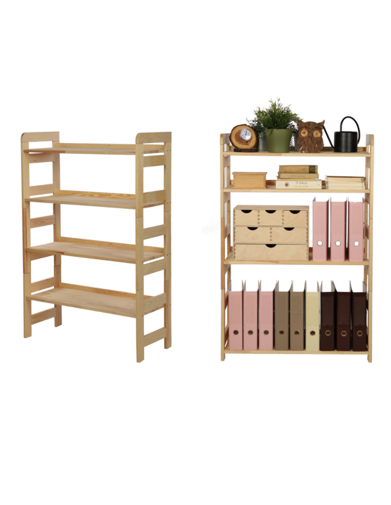 Regały - Regał Modułowy Prosty 120,8x80x34,4 cm 4 Półki BERDO Surowy - product b2b.wamar.biz 1