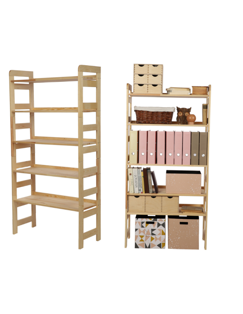 Regały - Regał Modułowy Prosty 159,2x80x34,4 cm 5 Półek BERDO Surowy - product b2b.wamar.biz 1