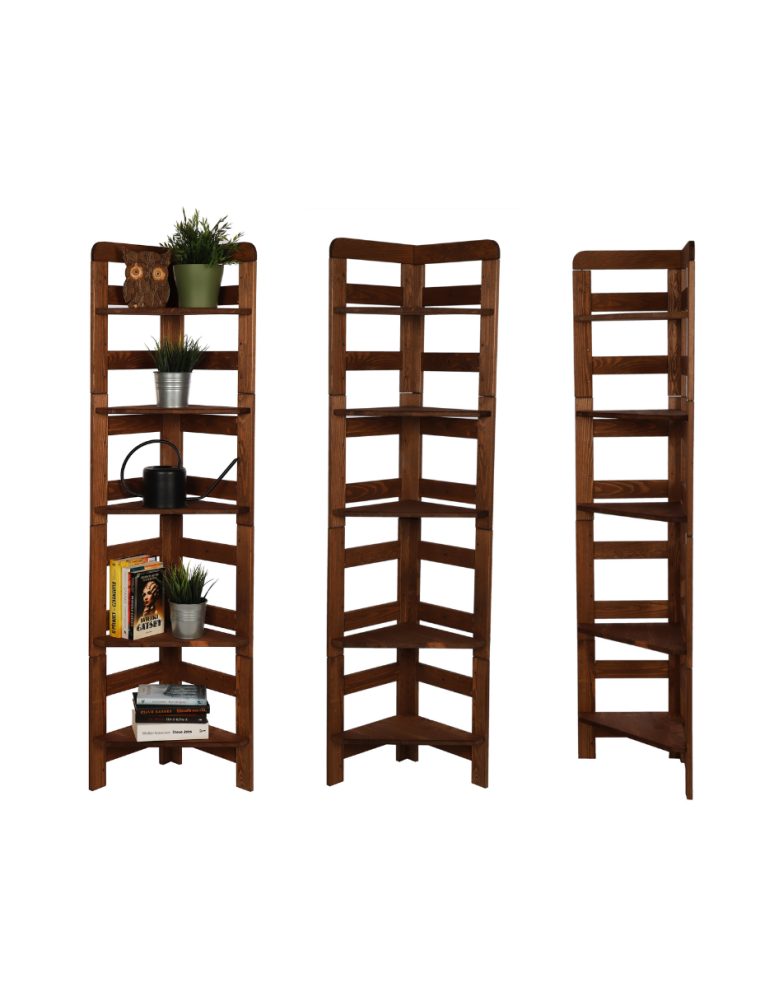 Regały - Regał Modułowy Narożnik 159,2x34,4x34,4cm 5 Półek BERDO Brązowy - product b2b.wamar.biz 1