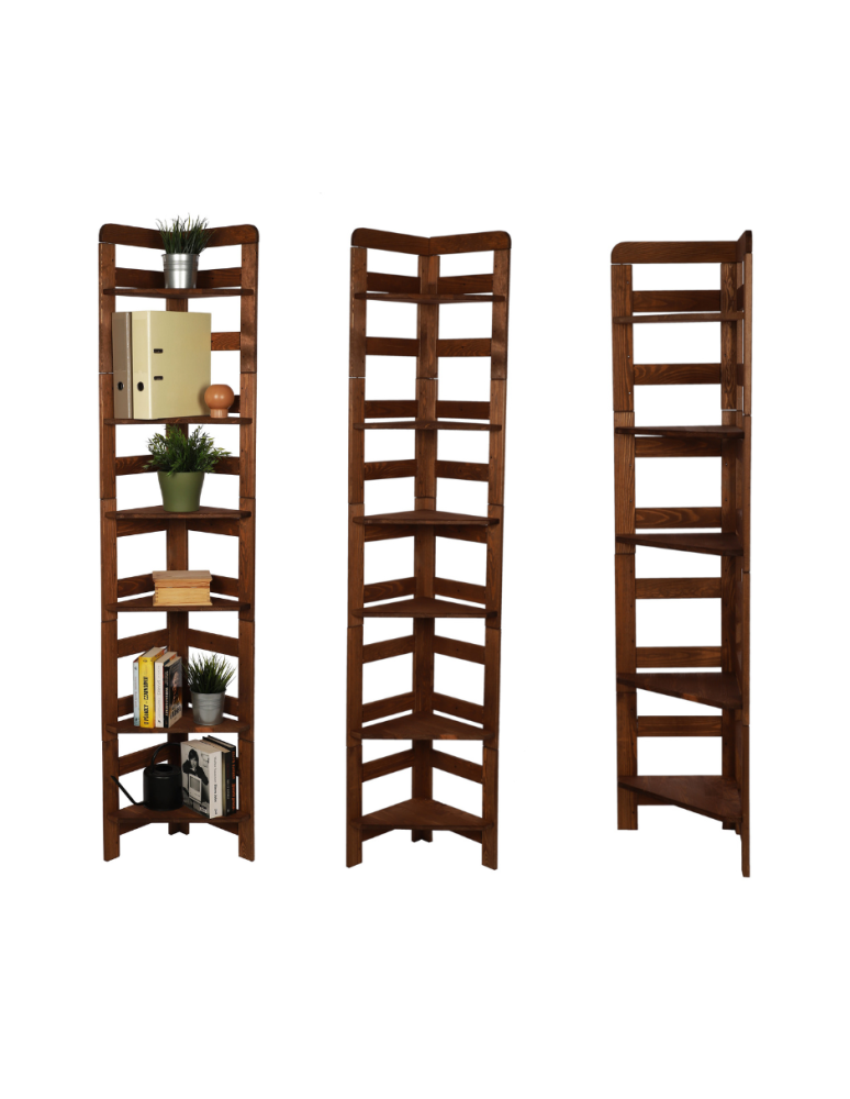 Regały - Regał Modułowy Narożnik 197,6x34,4x34,4cm 6 Półek BERDO Brązowy - product b2b.wamar.biz 1