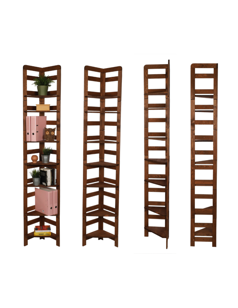 Regały - Regał Modułowy Narożnik 236x34,4x34,4cm 7 Półek BERDO Brązowy - product b2b.wamar.biz 1