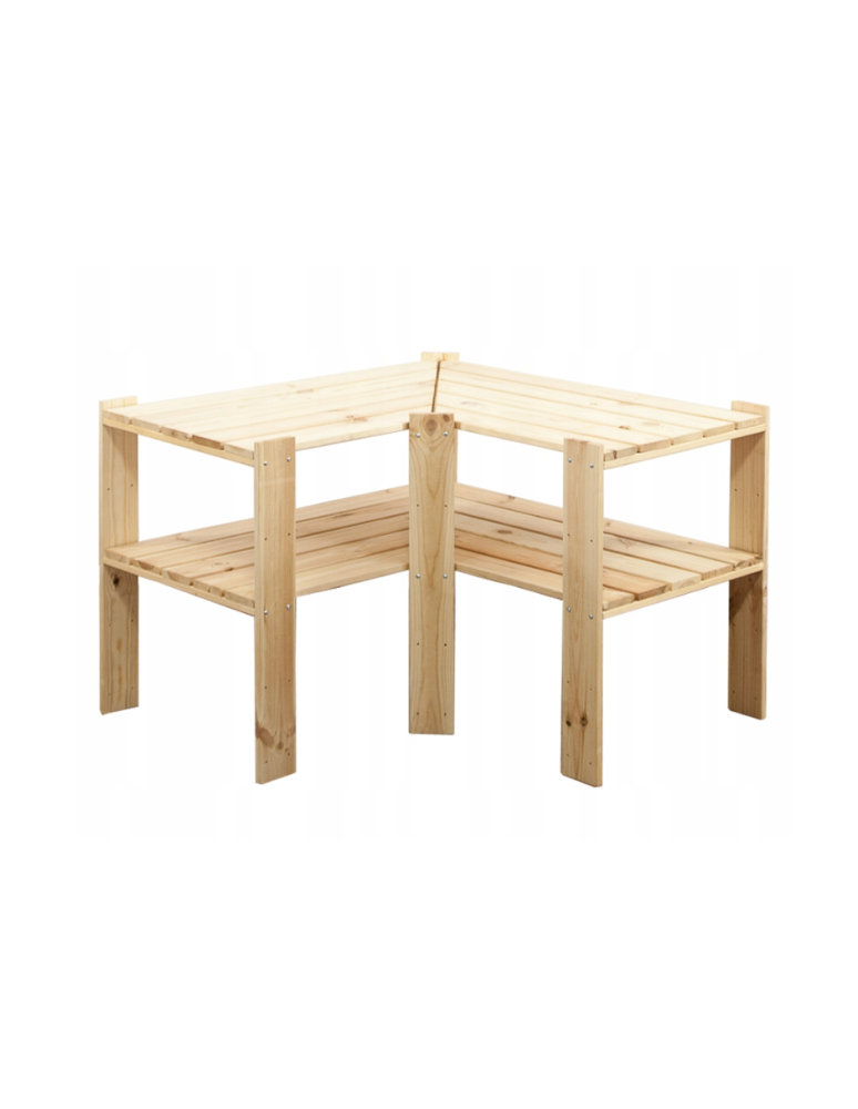 Regały - MAXI Regał Narożny Drewniany 64x80x50 cm 2 Półki ażurowe Surowy - product b2b.wamar.biz 1