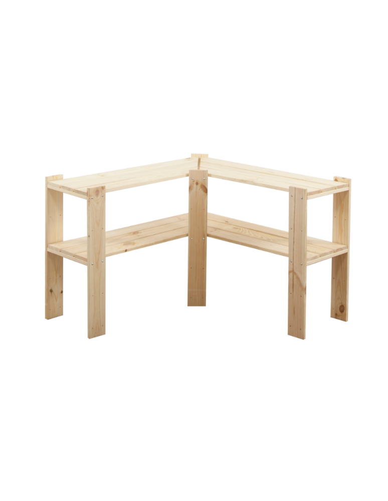 Regały - MAXI Regał Narożny Drewniany 64x85x30 cm 2 Półki ażurowe Surowy - product b2b.wamar.biz 1