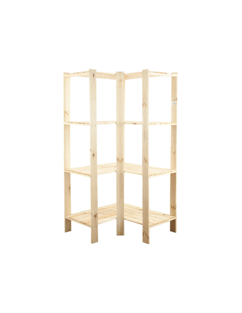 Regały - MAXI Regał Narożny Drewniany 166,4x85x50 cm 4 Półki ażurowe Surowy - product b2b.wamar.biz 1