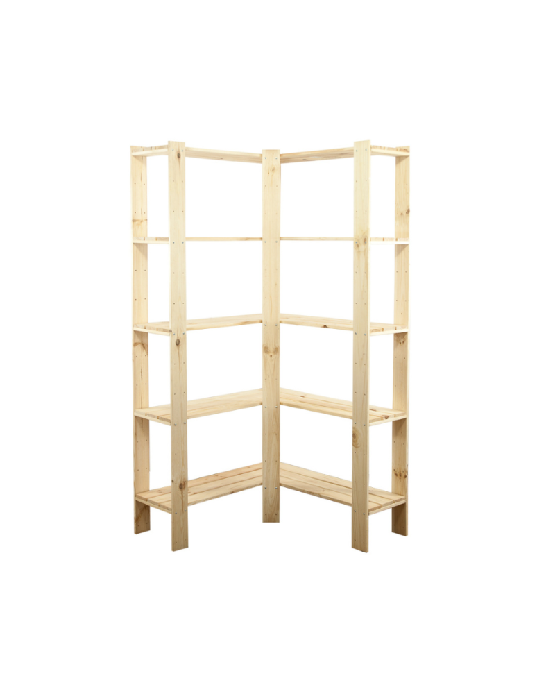 Regały - MAXI Regał Narożny Drewniany 166,4x85x30 cm 5 Półek ażurowych Surowy - product b2b.wamar.biz 1