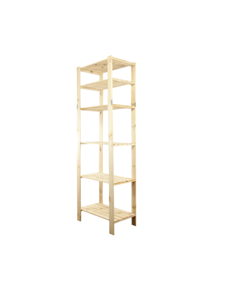Regały - MAXI Surowy Regał Drewniany 230x80x50 cm 6 Półek ażurowych - product b2b.wamar.biz 1