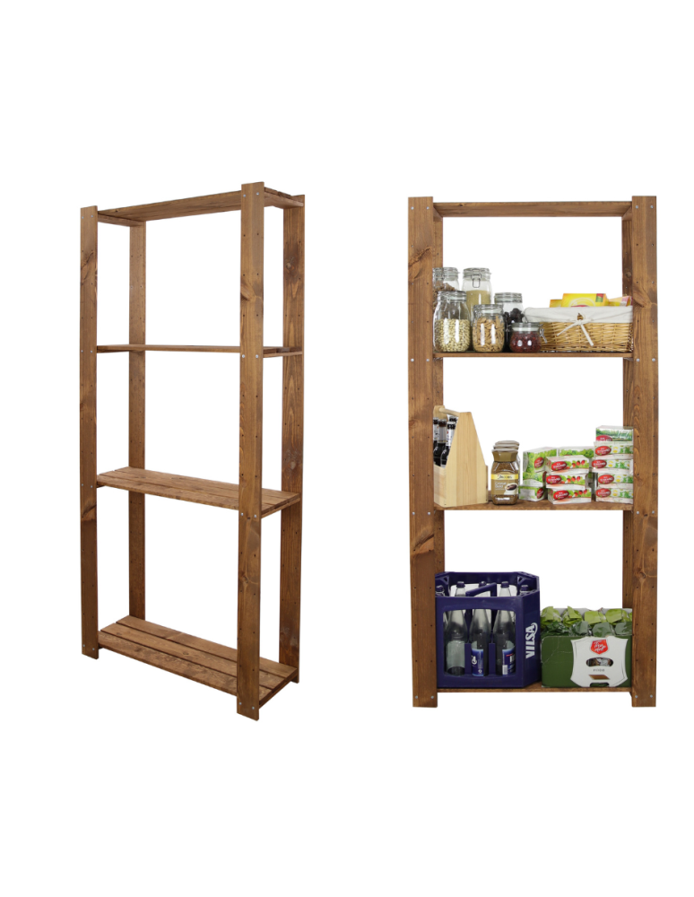 Regały - MAXI Brązowy Regał Drewniany 166,4x80x30 cm 4 Półki ażurowe - produkt b2b.wamar.biz 1