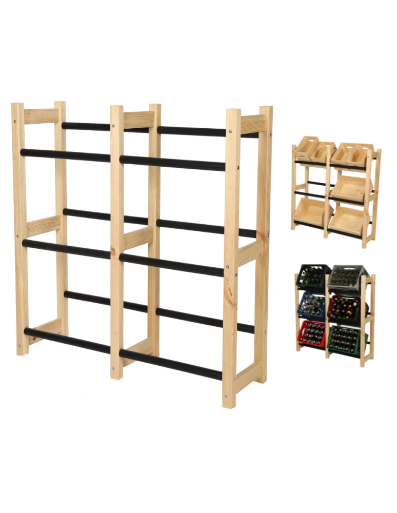 Regały - Regał na Skrzynki Transportowe (6szt) 108X102X32cm Naturalne Drewno/Plastik - produkt b2b.wamar.biz 1