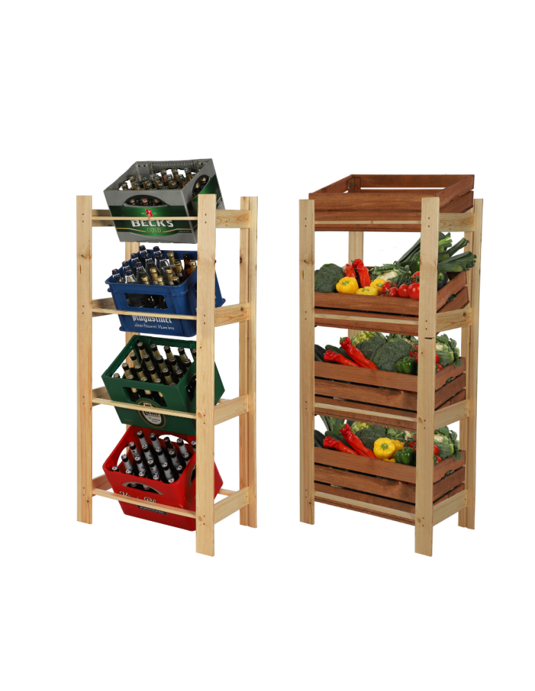Regały - Drewniany regał na 4 skrzynki RSS - Naturalny - product b2b.wamar.biz 1