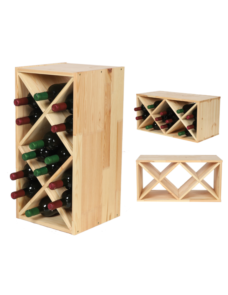 Regały - Modułowy Regał na Wino RW61 (Półki X2) – Naturalne Drewno - product b2b.wamar.biz 1