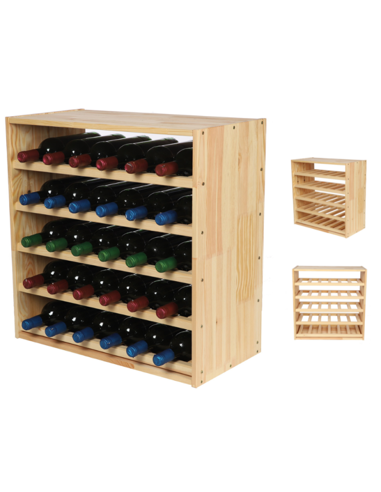 Regały - Modułowy Regał na Wino RW61 (5 Leżni Prostych) – Naturalne Drewno - product b2b.wamar.biz 1