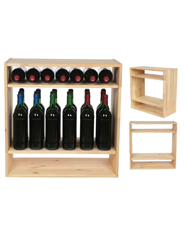Regały - Modułowy Regał na Wino RW61 (2 Półki Pełne) – Naturalne Drewno - product b2b.wamar.biz 1