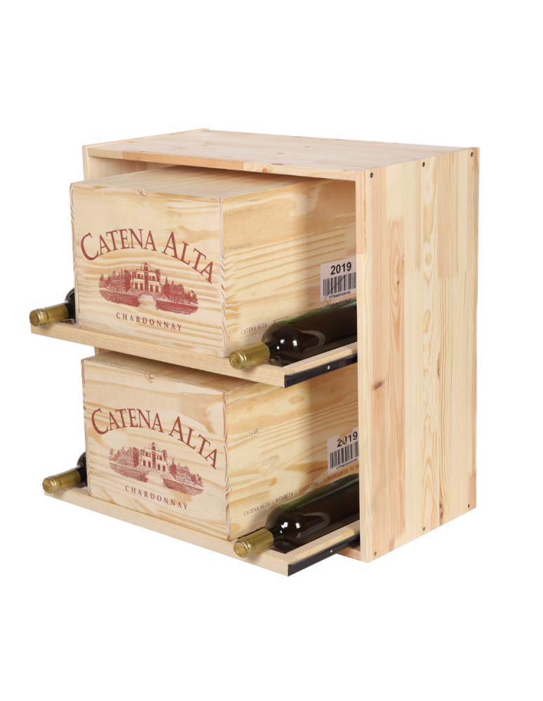 Regały - Modułowy Regał na Wino RW61 (2 Wysuwane Leżnie) – Naturalne Drewno - product b2b.wamar.biz 1