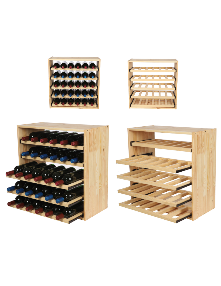 Regały - Modułowy Regał na Wino RW61 (5 Wysuwanych Leżni) – Naturalne Drewno - product b2b.wamar.biz 1