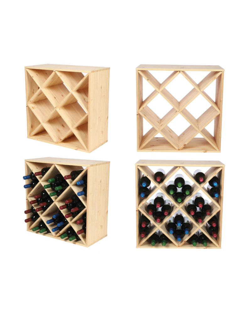 Regały - Modułowy Regał na Wino RW61 (Półki X4) – Naturalne Drewno - product b2b.wamar.biz 1