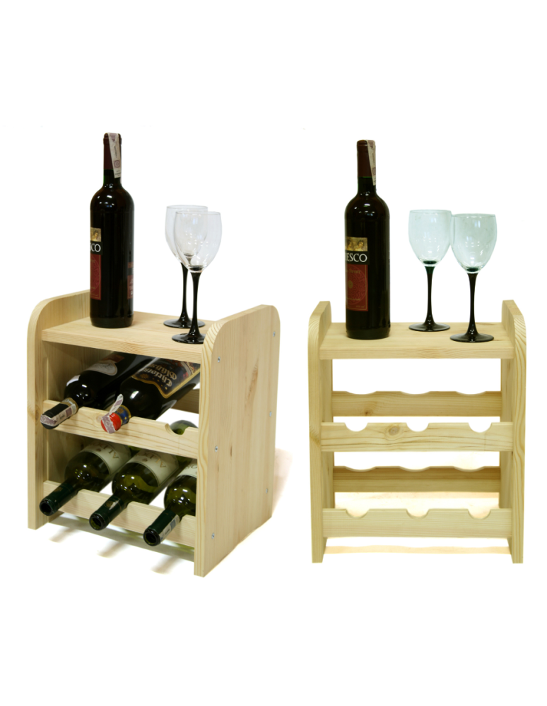 Regały - Drewniany regał na wino z półką - RW31 /na 6 butelek/ Naturalny - product b2b.wamar.biz 1