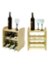 Drewniany regał na wino z półką - RW31 /na 6 butelek/ Naturalny