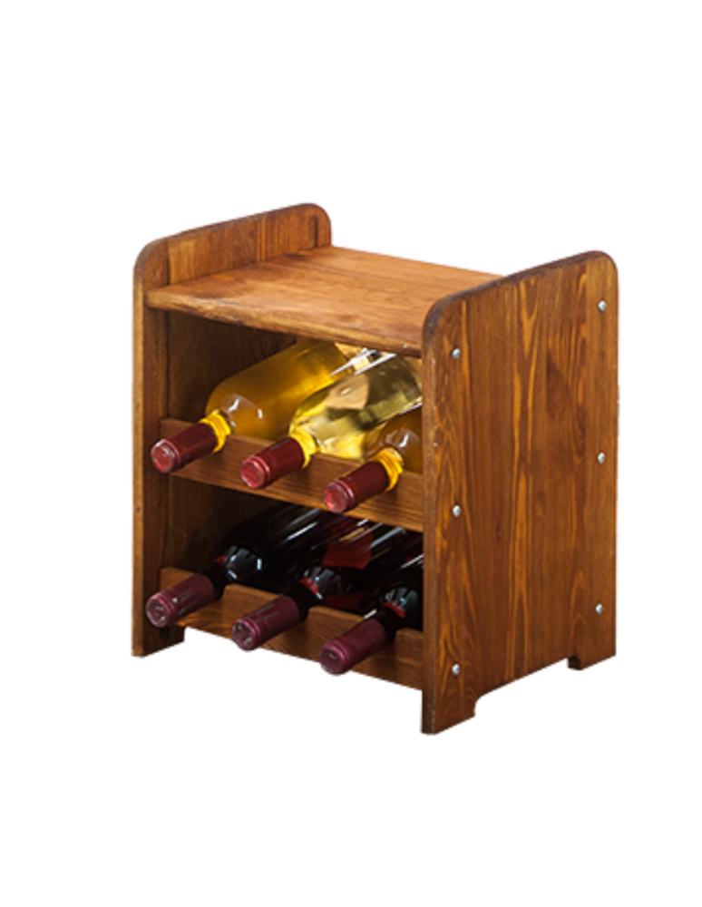 Regały - Drewniany regał na wino z półką - RW31 /na 6 butelek/ Olcha - product b2b.wamar.biz 1