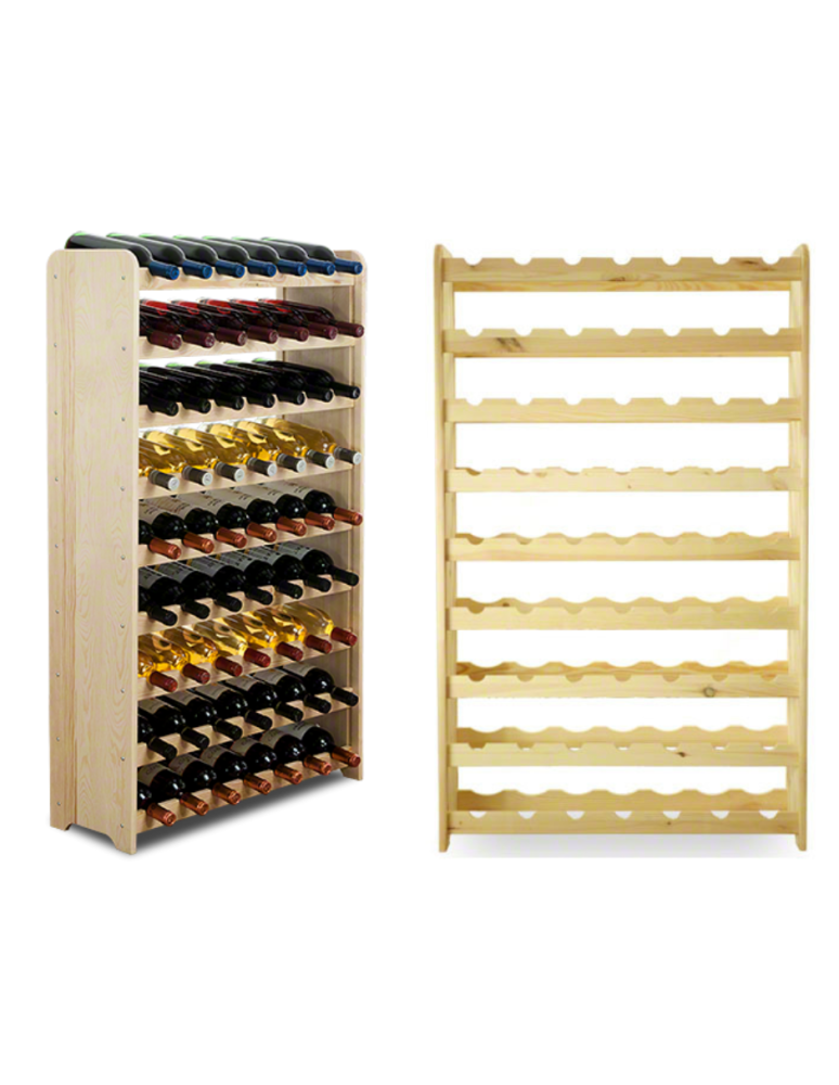 Regały - Drewniany regał na wino - RW31 /na 63 butelki/ Naturalny - produkt b2b.wamar.biz 1