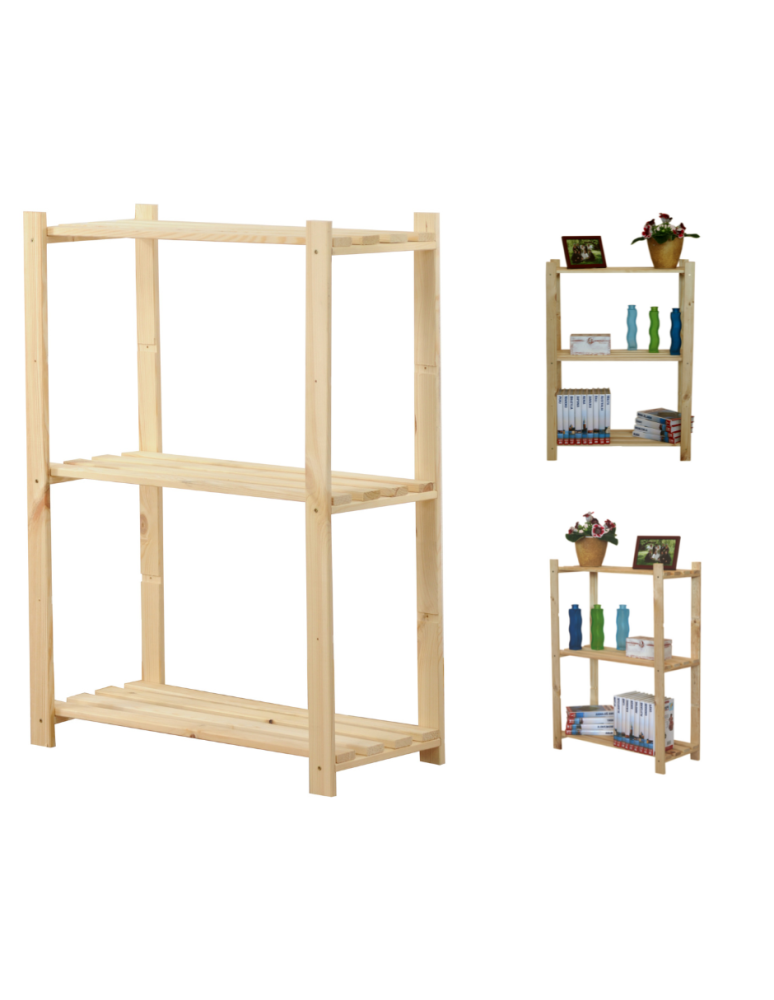 Regały - Sosnowy Regał 3-półkowy RA – Naturalny - product b2b.wamar.biz 1