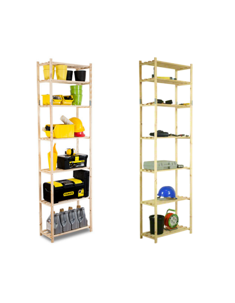 Regały - Sosnowy Regał 7-półkowy RA – Naturalny - product b2b.wamar.biz 1